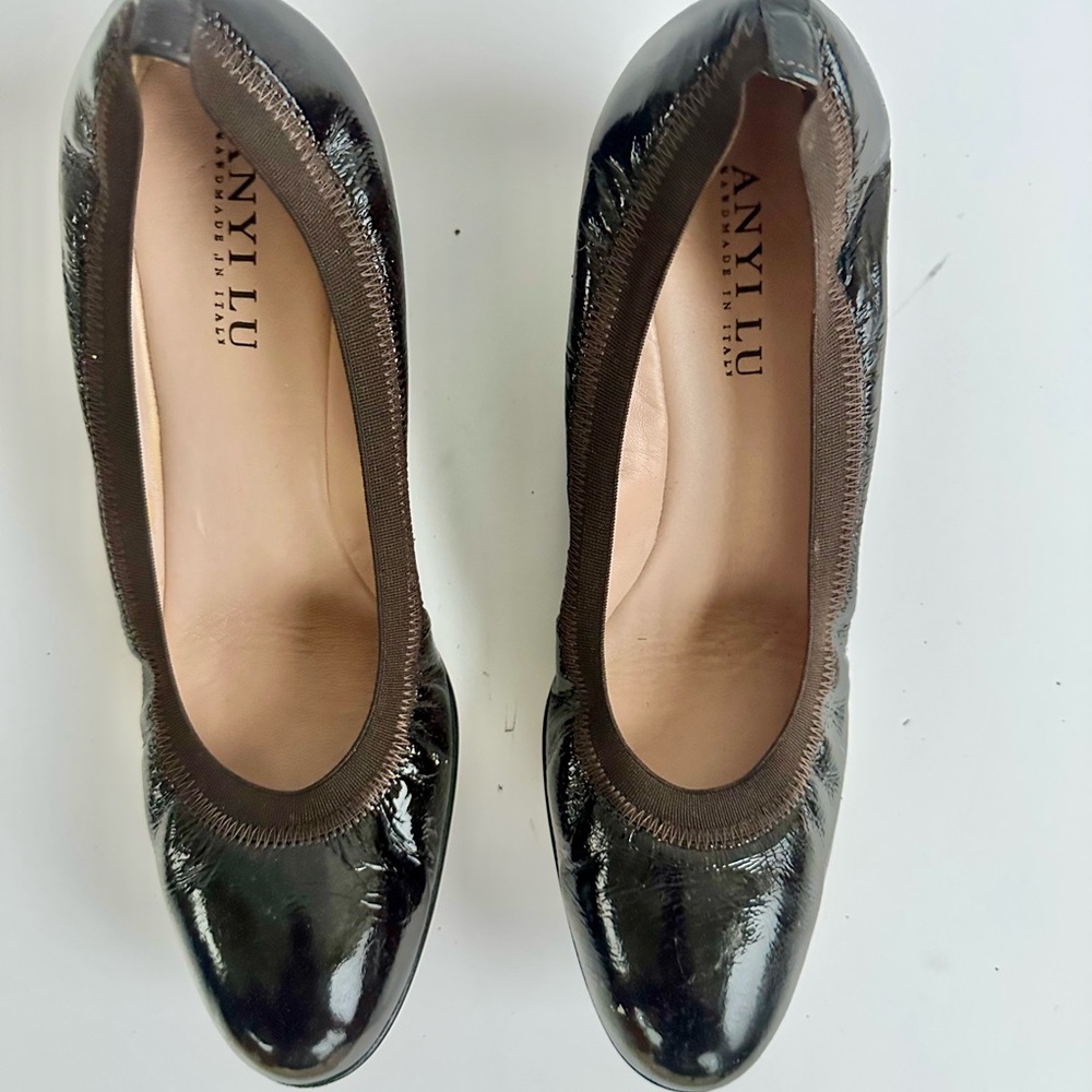 Anyi Lu Shiny Black Flats